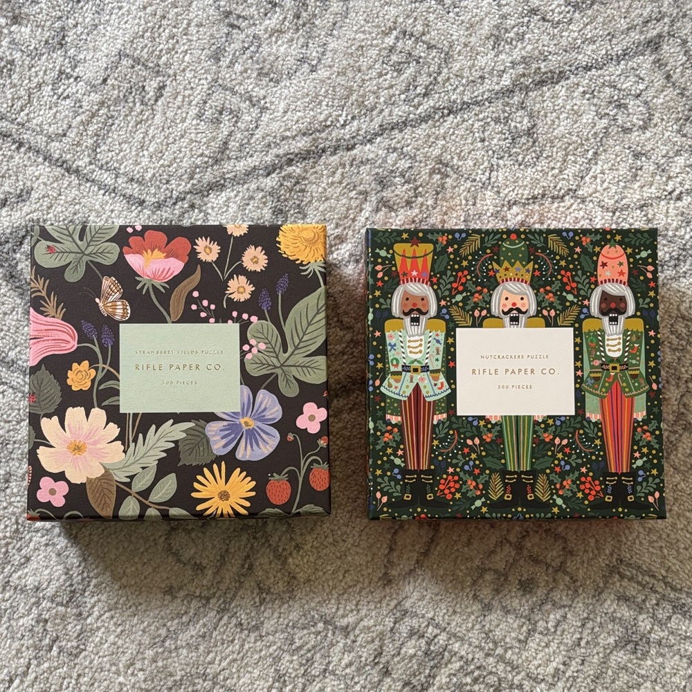 Rifle Paper Co. Floral & Nutcracker 500 Piece Puzzles NEW